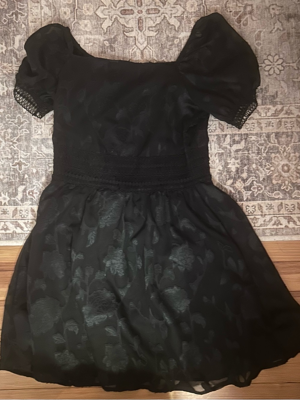 Lipsy Black Floral Jacquard Mini Dress